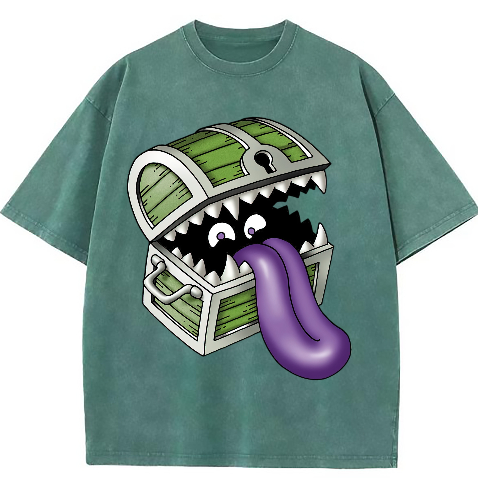 （画像用） ドラゴンクエスト Doragon Kuesuto Dragon Quest 綿100% ヴィンテージ風 半袖Tシャツ（フロントプリント）
